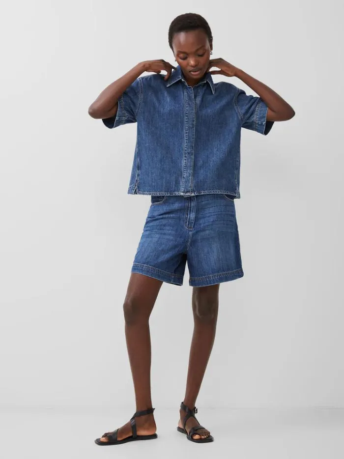 French Connection Tops Finley Denim Short Sleeve Shirt Vintage 8211 Woman