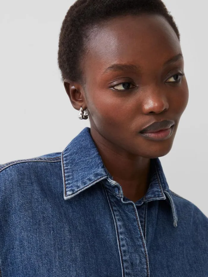 French Connection Tops Finley Denim Short Sleeve Shirt Vintage 8211 Woman