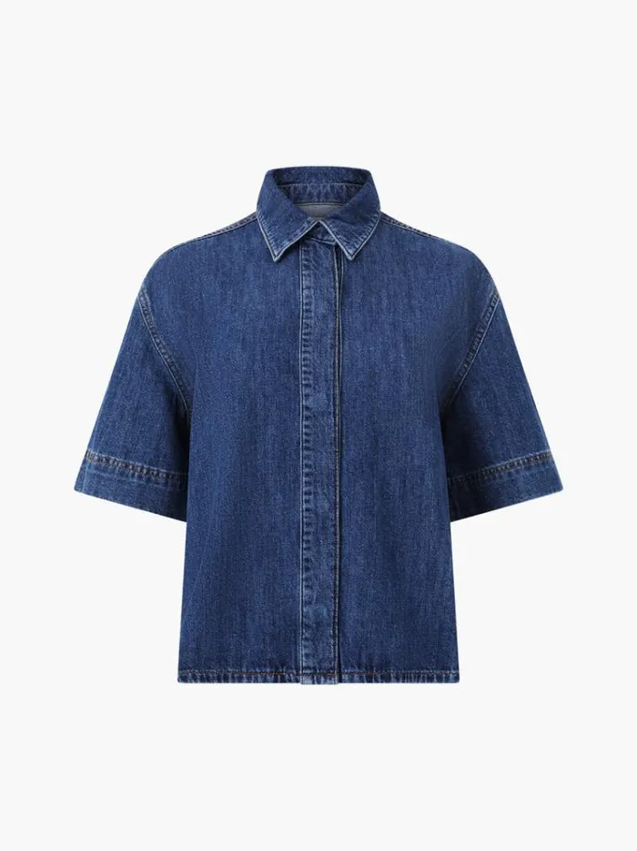 French Connection Tops Finley Denim Short Sleeve Shirt Vintage 8211 Woman