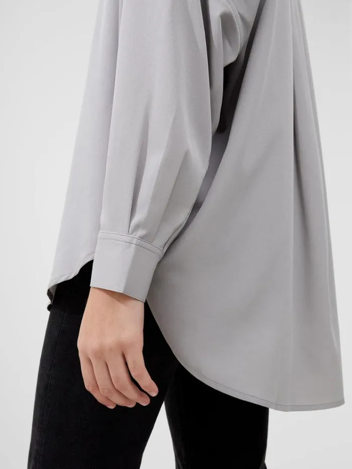 French Connection Tops Rhodes Recycled Crepe Popover Shirt Alloy 8211 Woman