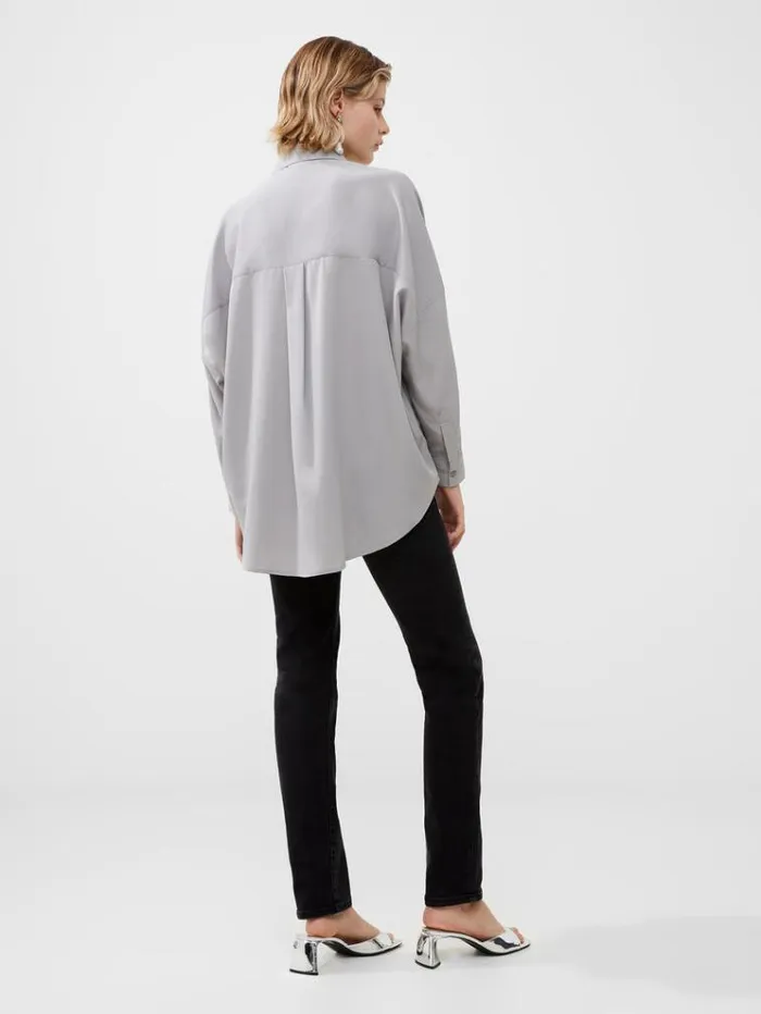 French Connection Tops Rhodes Recycled Crepe Popover Shirt Alloy 8211 Woman