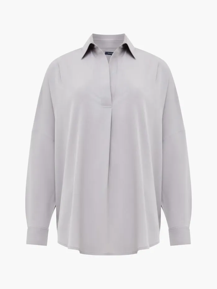 French Connection Tops Rhodes Recycled Crepe Popover Shirt Alloy 8211 Woman