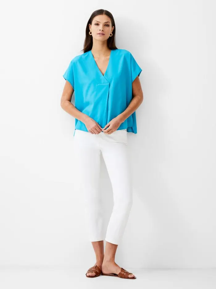 French Connection Tops Vee Boxy Crepe Light Top Peacock 8211 Woman