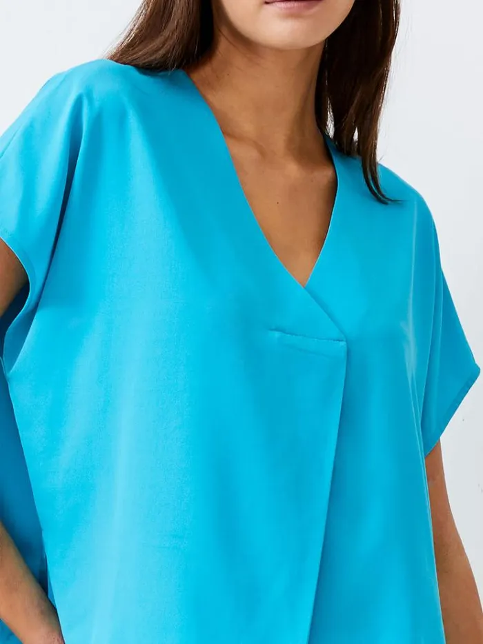 French Connection Tops Vee Boxy Crepe Light Top Peacock 8211 Woman