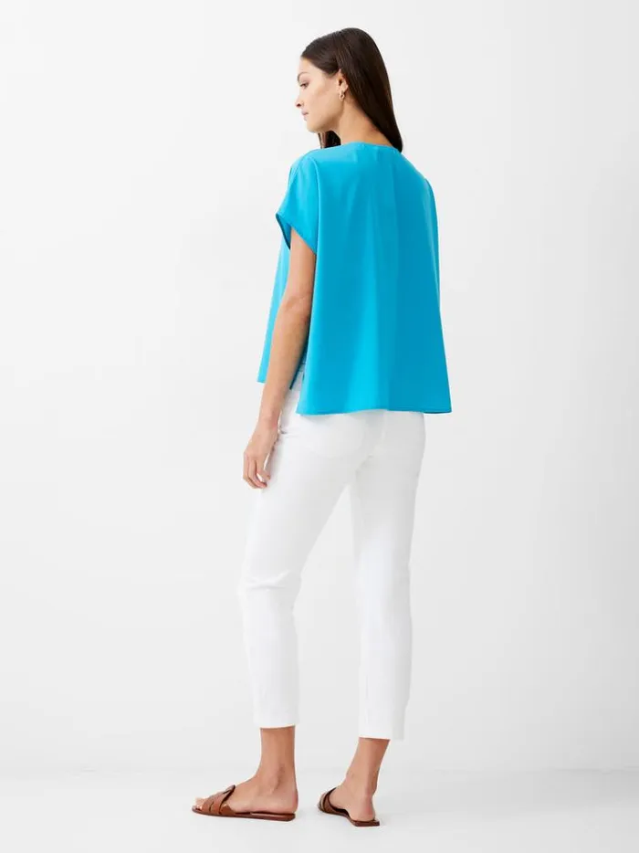 French Connection Tops Vee Boxy Crepe Light Top Peacock 8211 Woman