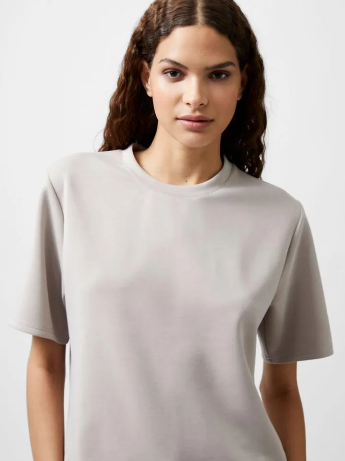 French Connection Tops Wren Short Sleeve Pinched TShirt Washed Macchiato 8211 Woman