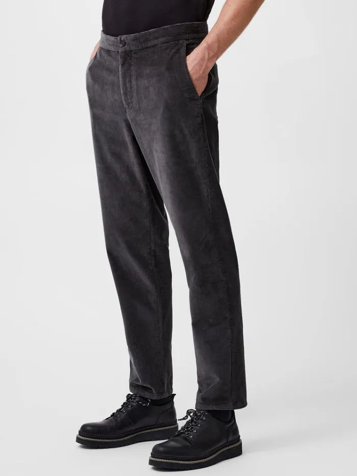 French Connection Trousers Corduroy Stretch Band Trousers Dark Grey 8211 Man