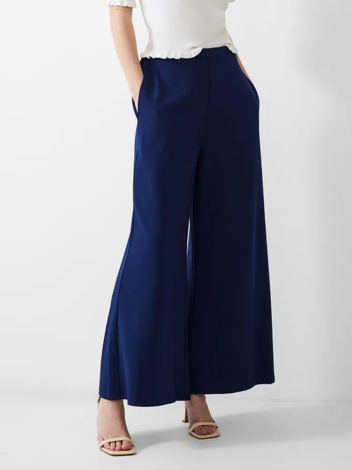 French Connection Trousers Crepe Wide Leg Joggers Dk Navy 8211 Woman