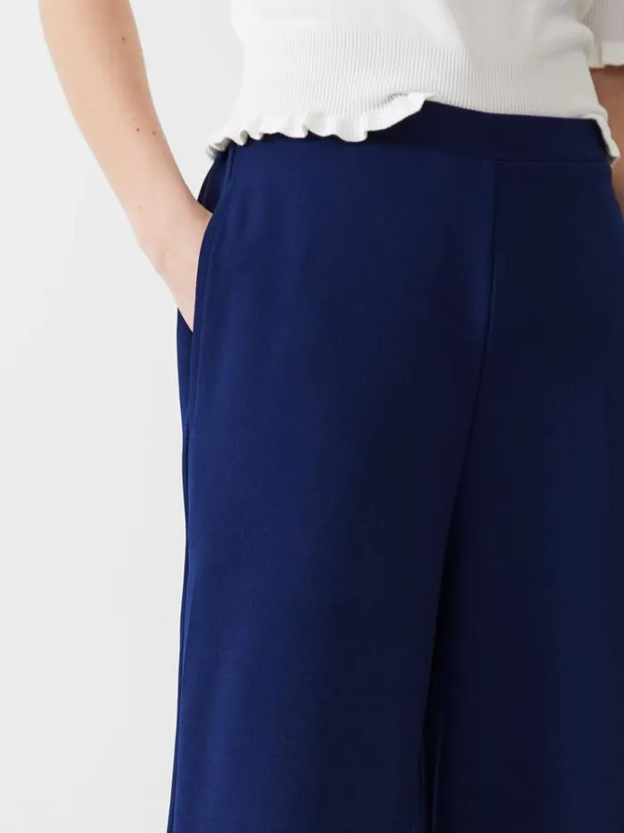 French Connection Trousers Crepe Wide Leg Joggers Dk Navy 8211 Woman
