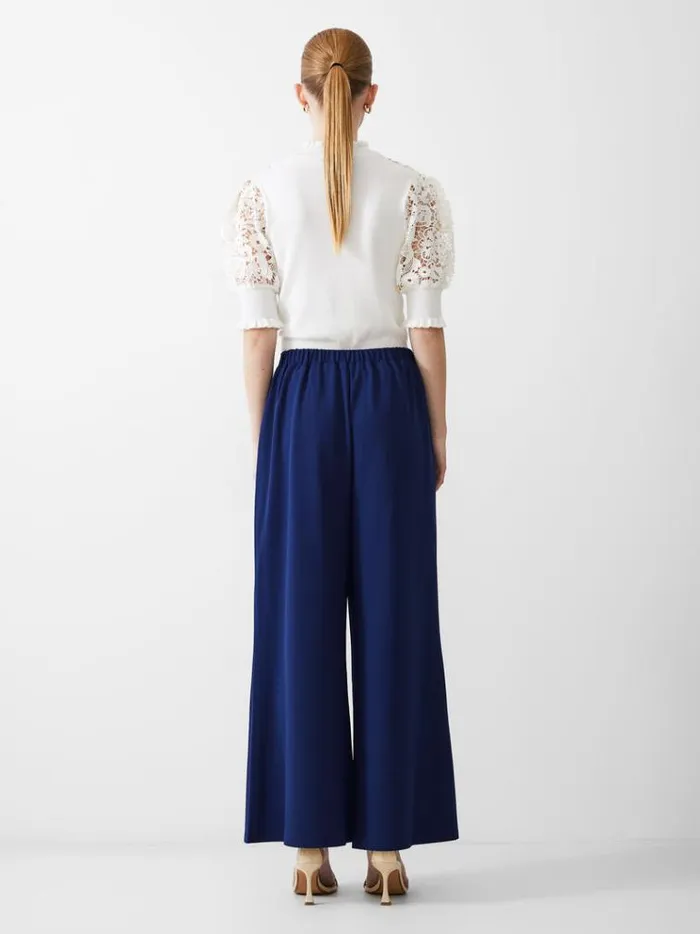French Connection Trousers Crepe Wide Leg Joggers Dk Navy 8211 Woman