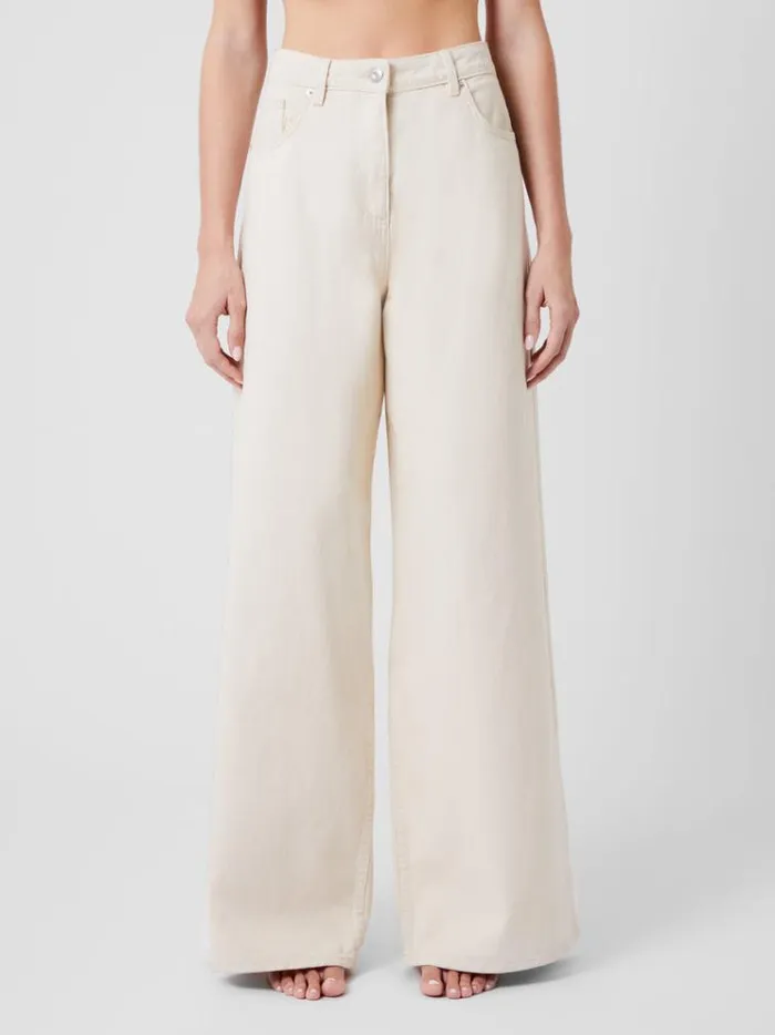 French Connection Trousers Denver Denim Relaxed Wide Leg Jeans 34 Inch Ecru 8211 Woman French Connection Trousers Denver Denim Relaxed Wide Leg Jeans 34 Inch Ecru 8211 Woman