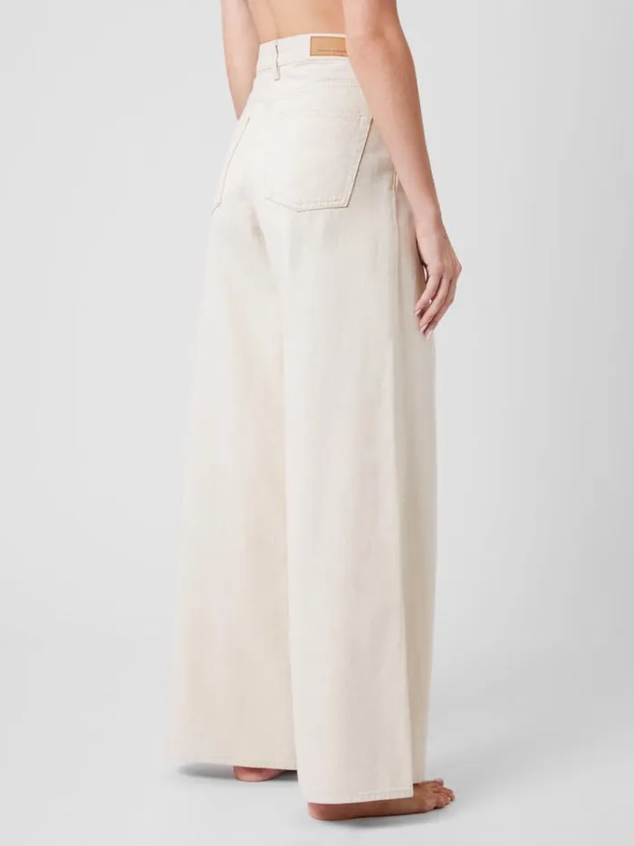 French Connection Trousers Denver Denim Relaxed Wide Leg Jeans 34 Inch Ecru 8211 Woman