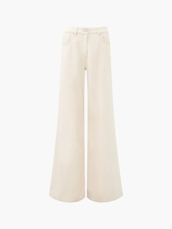 French Connection Trousers Denver Denim Relaxed Wide Leg Jeans 34 Inch Ecru 8211 Woman