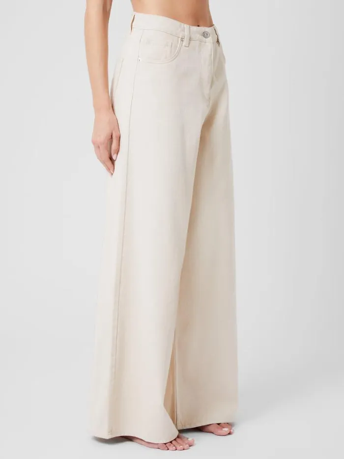 French Connection Trousers Denver Denim Relaxed Wide Leg Jeans 34 Inch Ecru 8211 Woman