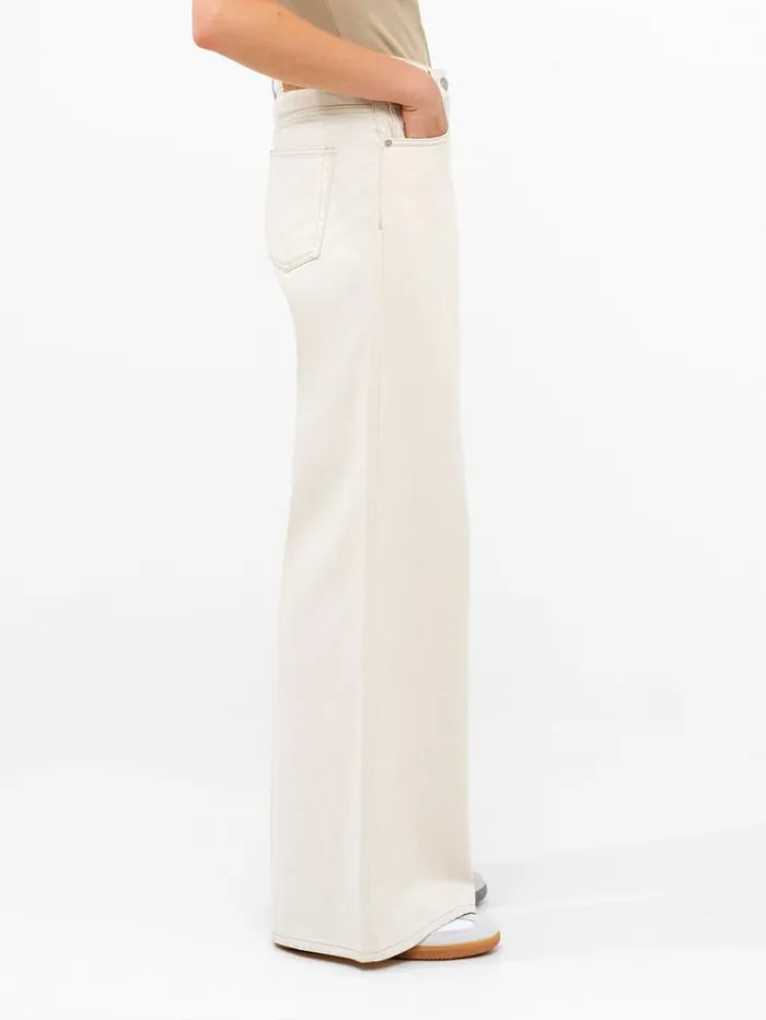French Connection Trousers Denver Denim Relaxed Wide Leg Jeans 34 Inch Ecru 8211 Woman
