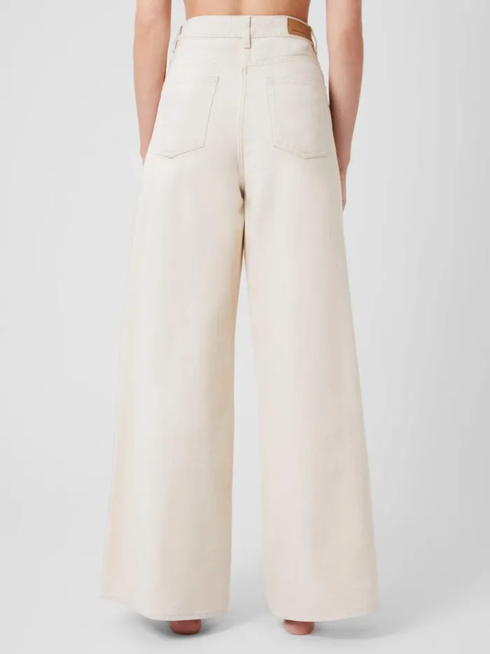 French Connection Trousers Denver Denim Relaxed Wide Leg Jeans 34 Inch Ecru 8211 Woman