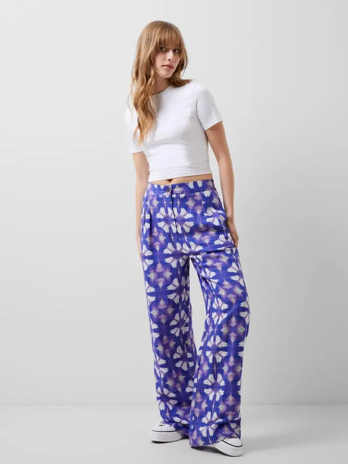French Connection Trousers Dory Birdie Linen Trousers Royal Blue 8211 Woman