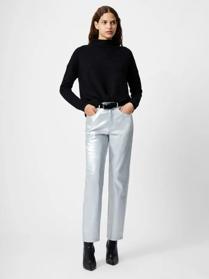 French Connection Trousers Faux Leather Regular Fit Jeans Silver 8211 Woman