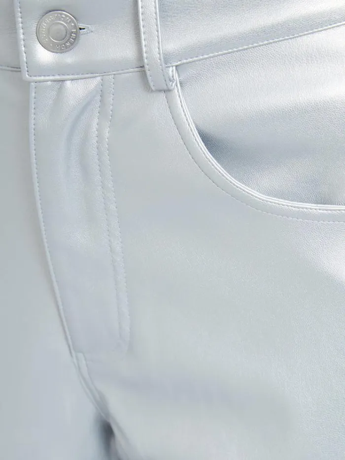 French Connection Trousers Faux Leather Regular Fit Jeans Silver 8211 Woman