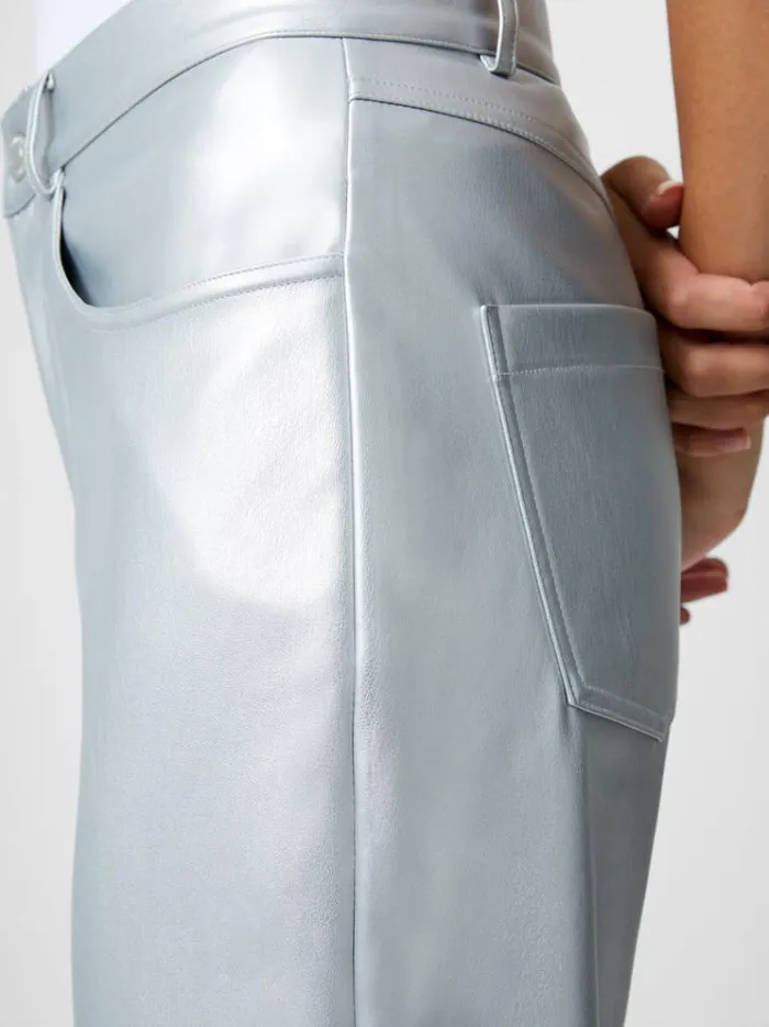 French Connection Trousers Faux Leather Regular Fit Jeans Silver 8211 Woman
