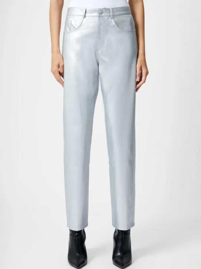 French Connection Trousers Faux Leather Regular Fit Jeans Silver 8211 Woman