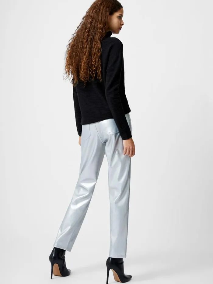 French Connection Trousers Faux Leather Regular Fit Jeans Silver 8211 Woman