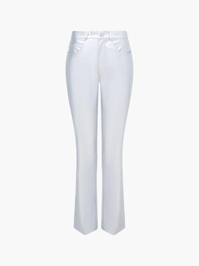 French Connection Trousers Faux Leather Regular Fit Jeans Silver 8211 Woman