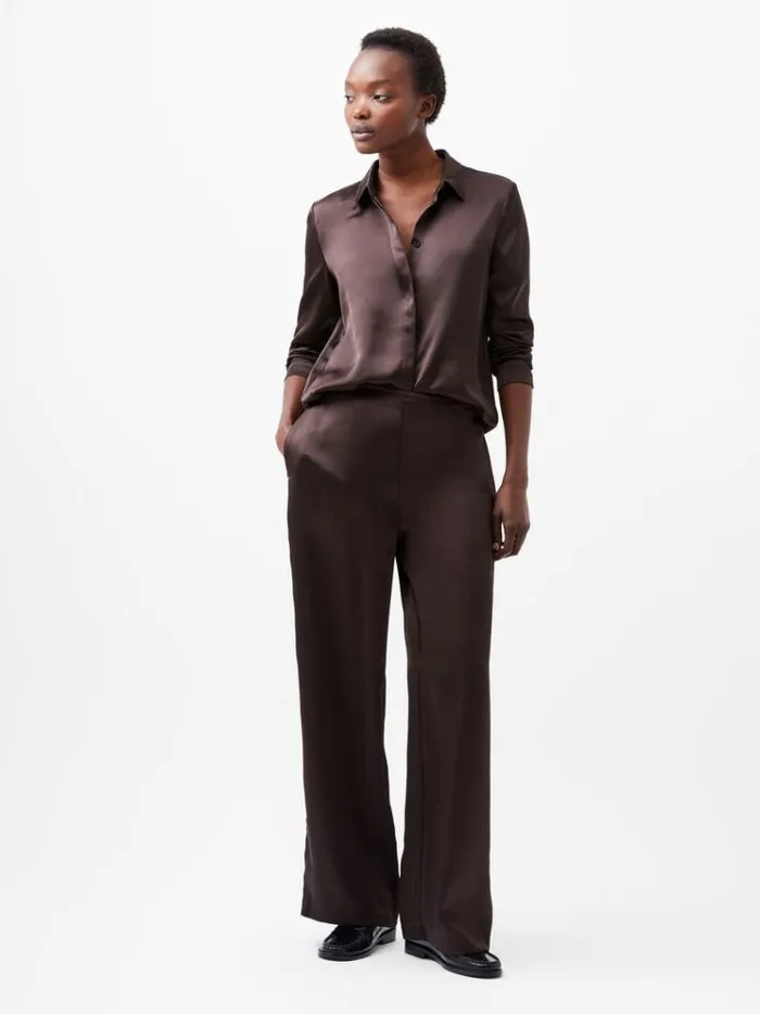 French Connection Trousers Irina Satin Trousers Chocolate Ganache 8211 Woman