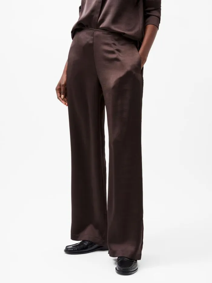 French Connection Trousers Irina Satin Trousers Chocolate Ganache 8211 Woman