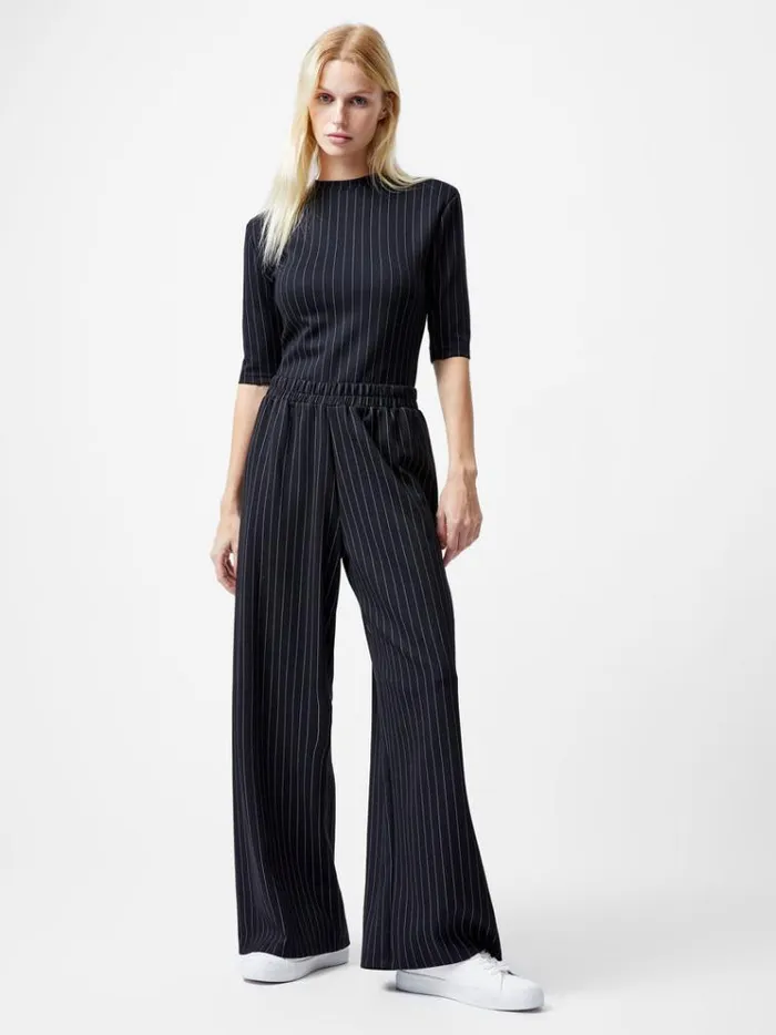 French Connection Trousers Regina Jersey Pinstripe Wide Leg Trousers Blackwhite 8211 Woman French Connection Trousers Regina Jersey Pinstripe Wide Leg Trousers Blackwhite 8211 Woman