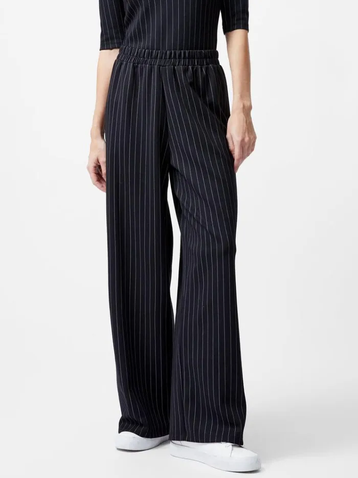 French Connection Trousers Regina Jersey Pinstripe Wide Leg Trousers Blackwhite 8211 Woman