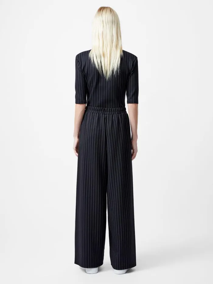 French Connection Trousers Regina Jersey Pinstripe Wide Leg Trousers Blackwhite 8211 Woman