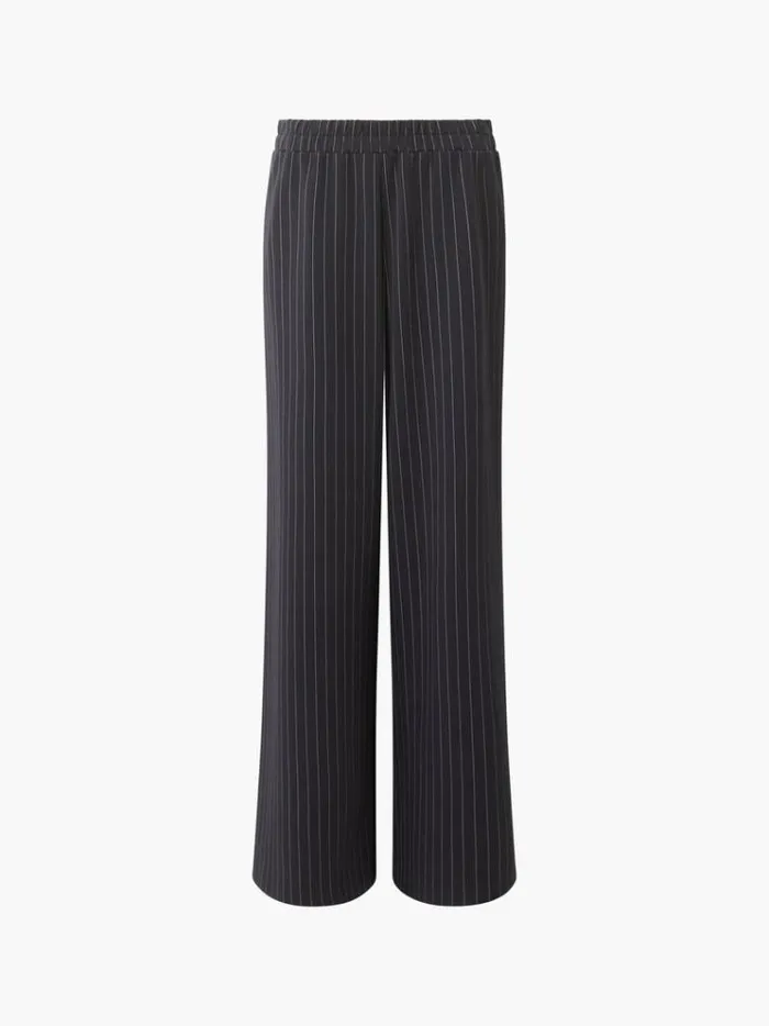 French Connection Trousers Regina Jersey Pinstripe Wide Leg Trousers Blackwhite 8211 Woman