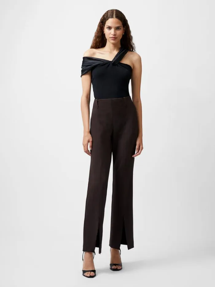 French Connection Trousers Whisper Front Split Trousers Chocolate Ganache 8211 Woman French Connection Trousers Whisper Front Split Trousers Chocolate Ganache 8211 Woman