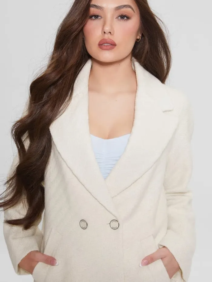 Ginny Coat Cream White Jackets and Coats GUESS Women