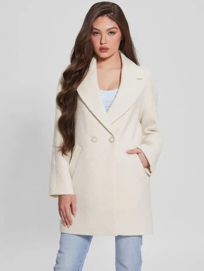 Ginny Coat Cream White Jackets and Coats GUESS Women