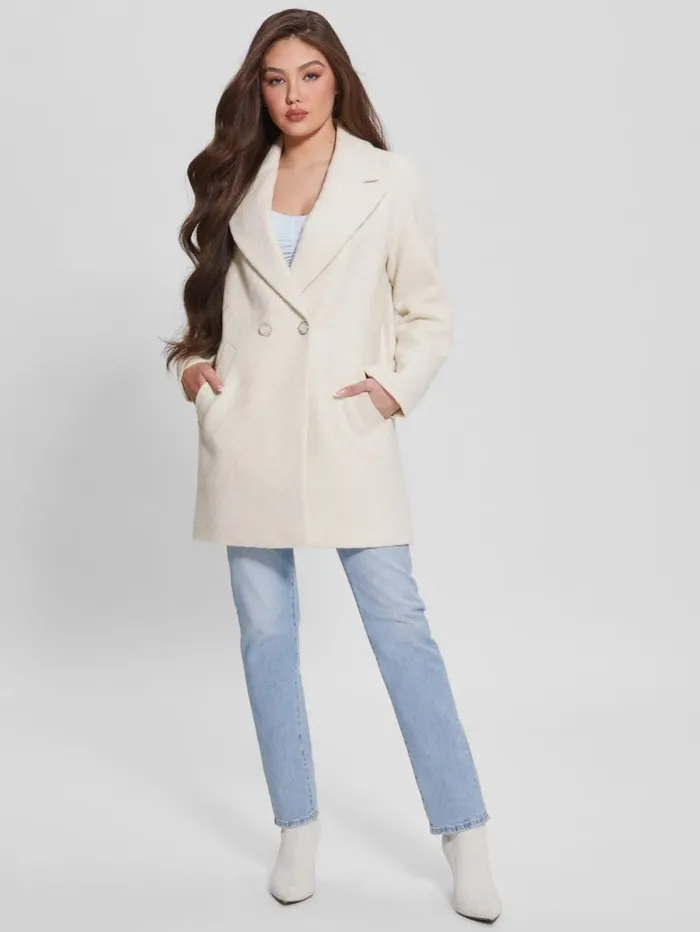 Ginny Coat Cream White Jackets and Coats GUESS Women