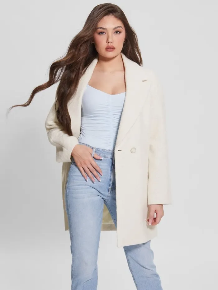 Ginny Coat Cream White Jackets and Coats GUESS Women