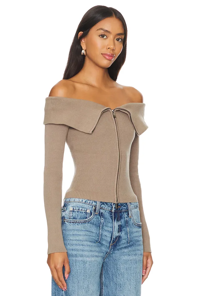 Giugno Zip Cardigan Taupe Women Lovers and Friends Tops Giugno Zip Cardigan Taupe Women Lovers and Friends Tops