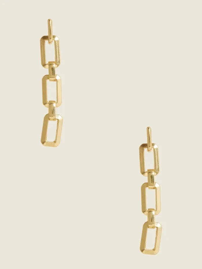 GUESS 14K GoldPlated Link Drop Earring SilverGold Women Jewelry