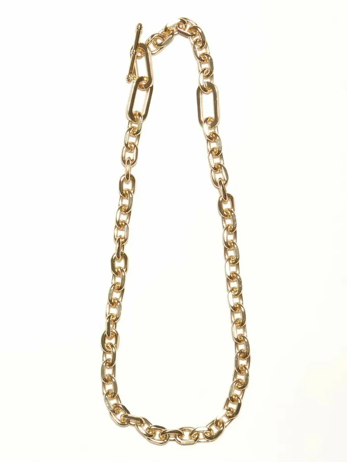 GUESS 14K GoldPlated Single Chain Toggle Necklace SilverGold Women Jewelry