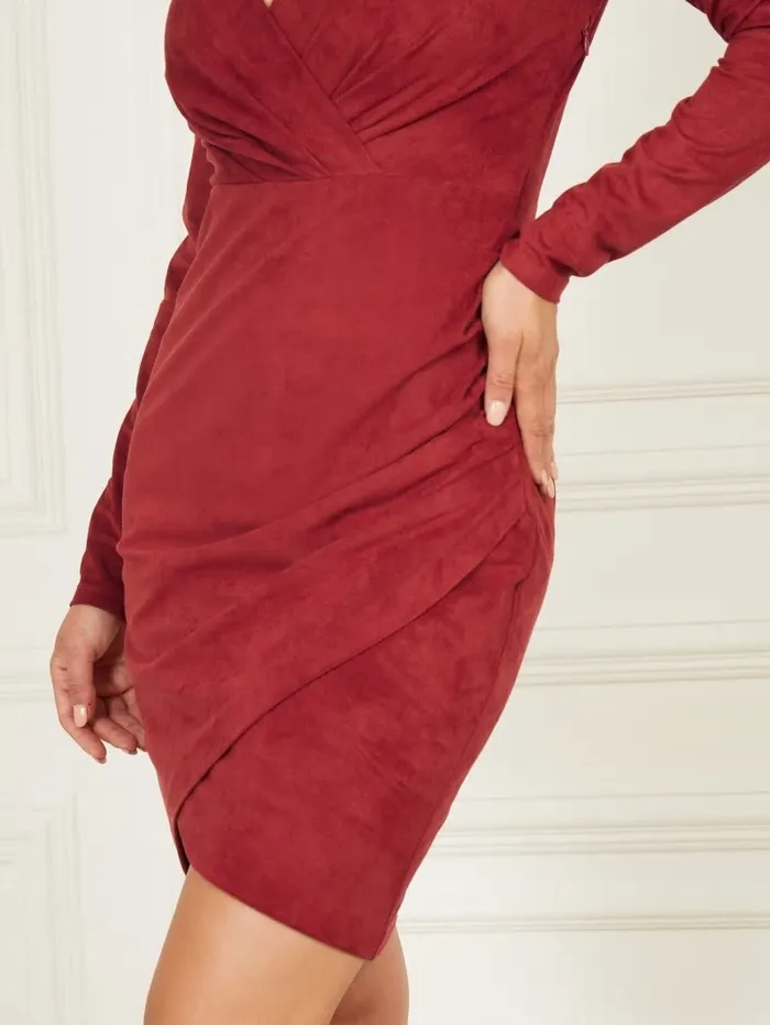 GUESS Dresses and Jumpsuits Women Hudson Wrap Dress Dark Jam Red GUESS Dresses and Jumpsuits Women Hudson Wrap Dress Dark Jam Red