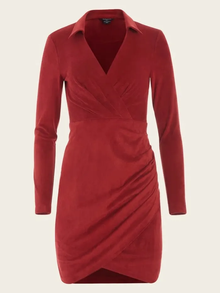 GUESS Dresses and Jumpsuits Women Hudson Wrap Dress Dark Jam Red GUESS Dresses and Jumpsuits Women Hudson Wrap Dress Dark Jam Red