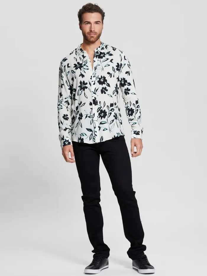 GUESS Eco Ikat Floral LongSleeve Shirt Floral Ikat Cream Men Shirts GUESS Eco Ikat Floral LongSleeve Shirt Floral Ikat Cream Men Shirts