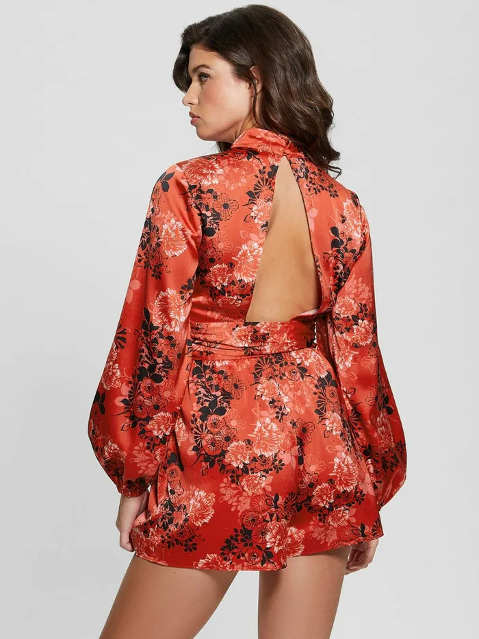 GUESS Eco Jessica MockNeck Romper Call Me Cherry Print Women Dresses and Jumpsuits GUESS Eco Jessica MockNeck Romper Call Me Cherry Print Women Dresses and Jumpsuits