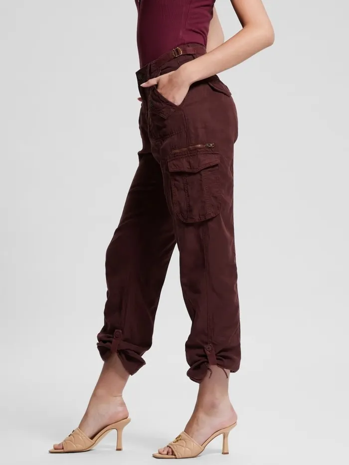 GUESS Eco Nessi Cargo Pants Coachwhip Multi Women Bottoms GUESS Eco Nessi Cargo Pants Coachwhip Multi Women Bottoms