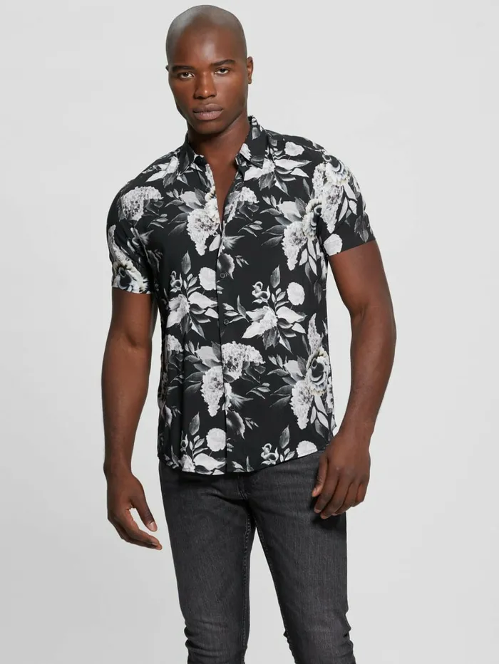 GUESS Eco Rayon Floral Shirt Muted Floral Men Shirts GUESS Eco Rayon Floral Shirt Muted Floral Men Shirts