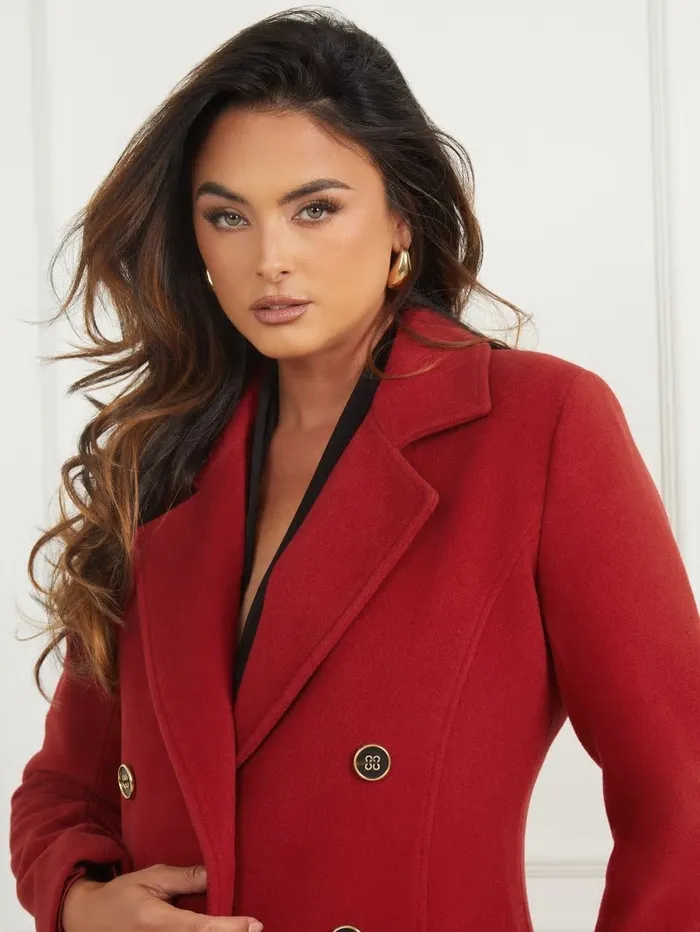 GUESS Eliza WoolBlend Coat Lacquer Red A503 Women Jackets and Coats GUESS Eliza WoolBlend Coat Lacquer Red A503 Women Jackets and Coats