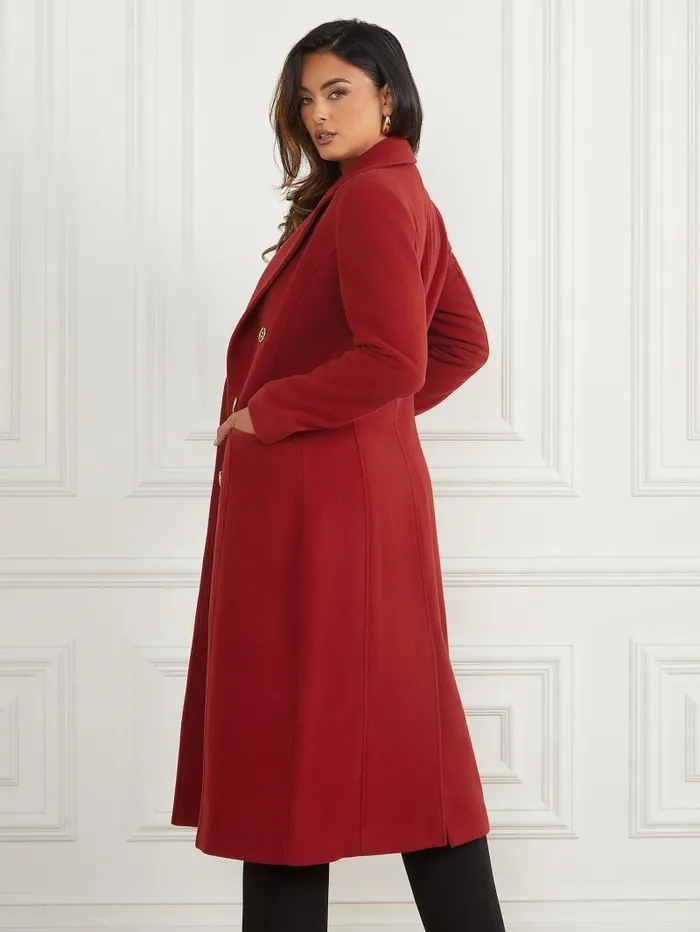 GUESS Eliza WoolBlend Coat Lacquer Red A503 Women Jackets and Coats GUESS Eliza WoolBlend Coat Lacquer Red A503 Women Jackets and Coats