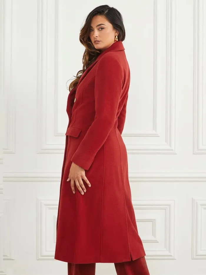 GUESS Eliza WoolBlend Coat Lacquer Red A503 Women Jackets and Coats GUESS Eliza WoolBlend Coat Lacquer Red A503 Women Jackets and Coats